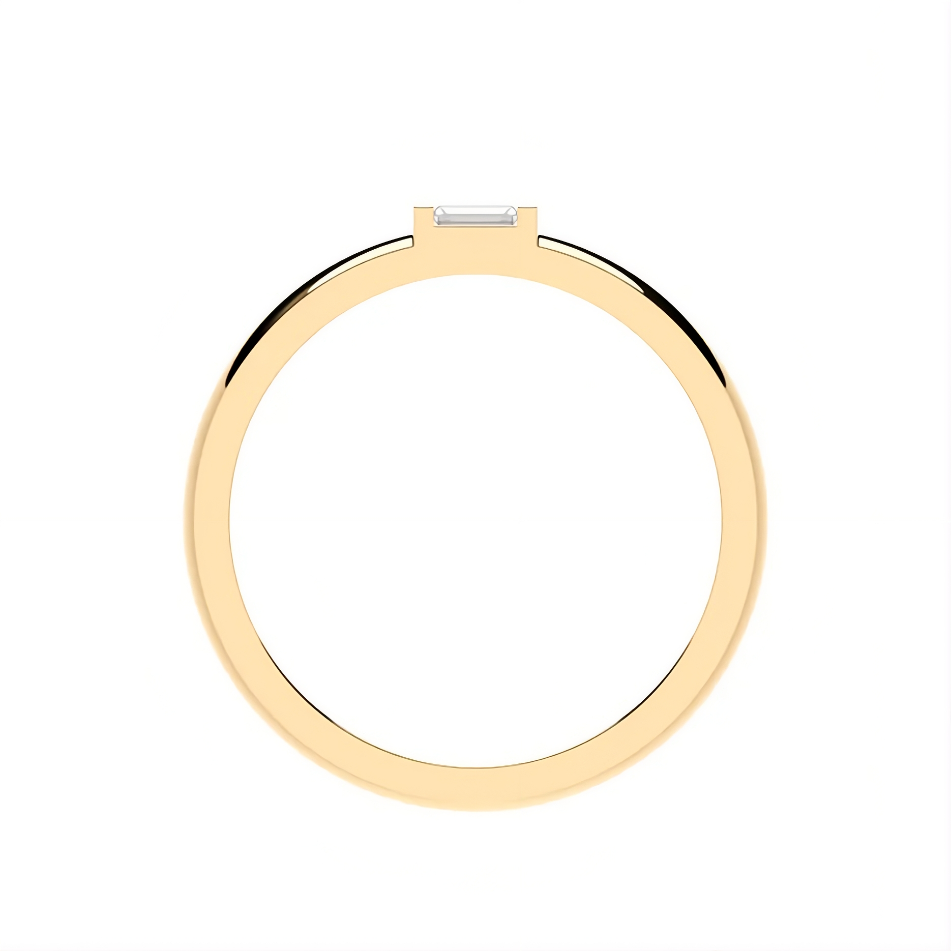 14K Solid Gold Baguette Stone Ring