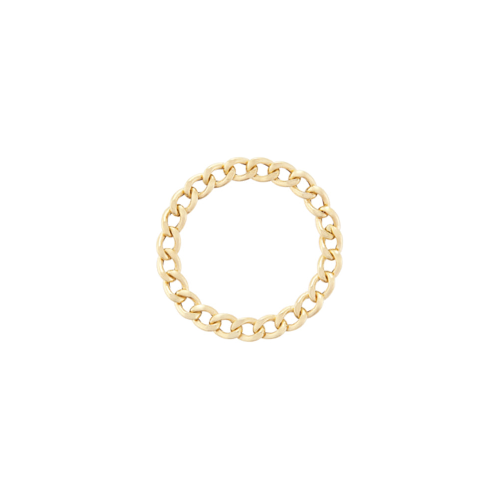 14k Solid Gold Curb Chain Ring