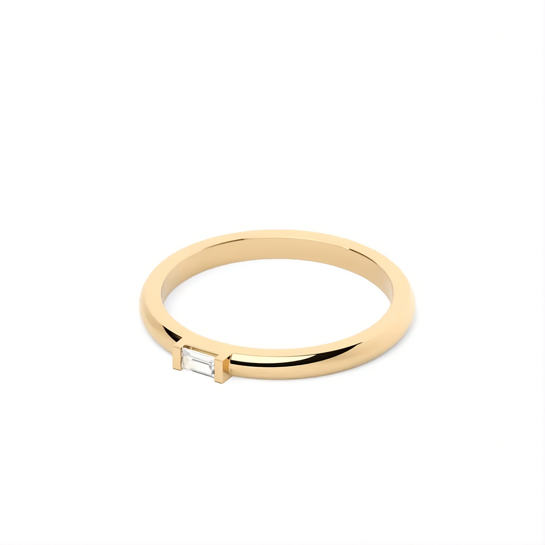 14K Solid Gold Baguette Stone Ring