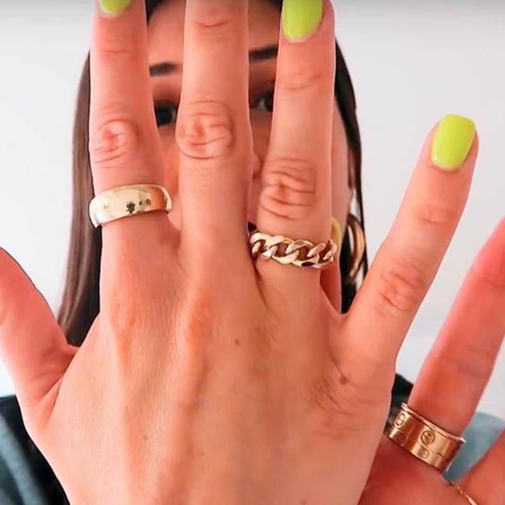 14k Solid Gold Curb Chain Ring