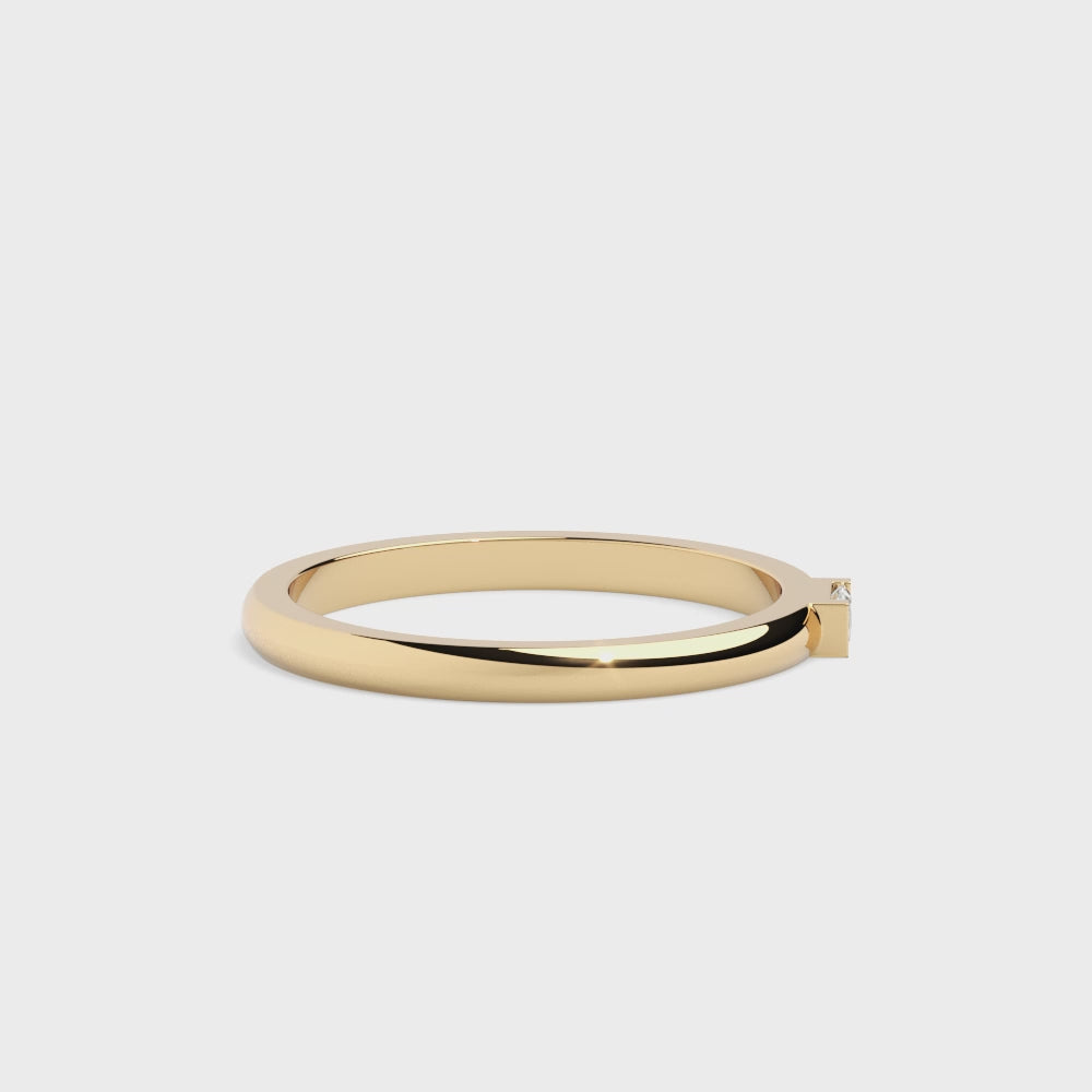 14K Solid Gold Baguette Stone Ring